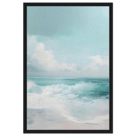 Azure Calm – Tranquil Ocean Horizon | Wall art print - Framed Canvas - 60x90 cm / 24x36″ - Black frame