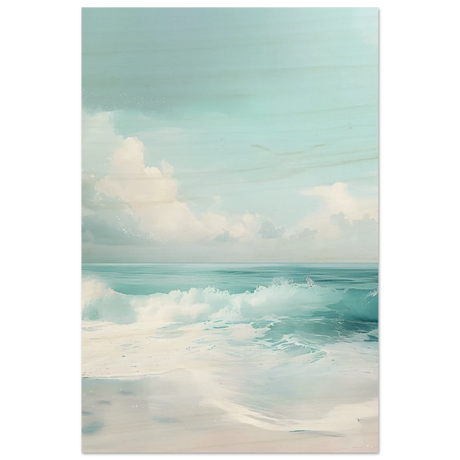 Azure Calm – Tranquil Ocean Horizon | Wall art print - Wood Prints - 30x45 cm / 12x18″ - 