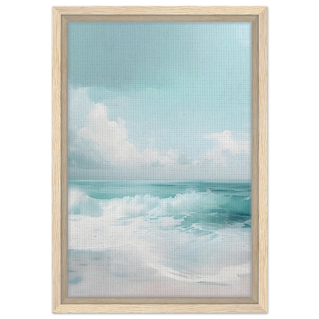 Azure Calm – Tranquil Ocean Horizon | Wall art print - Framed Canvas - 30x45 cm / 12x18″ - Wood frame