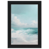 Azure Calm – Tranquil Ocean Horizon | Wall art print - Framed Canvas - 20x30 cm / 8x12″ - Black frame