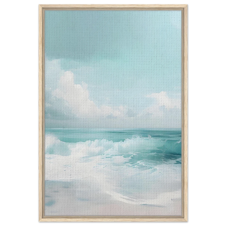 Azure Calm – Tranquil Ocean Horizon | Wall art print - Framed Canvas - 60x90 cm / 24x36″ - Wood frame