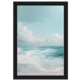 Azure Calm – Tranquil Ocean Horizon | Wall art print - Framed Canvas - 30x45 cm / 12x18″ - Black frame