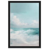 Azure Calm – Tranquil Ocean Horizon | Wall art print - Framed Canvas - 40x60 cm / 16x24″ - Black frame