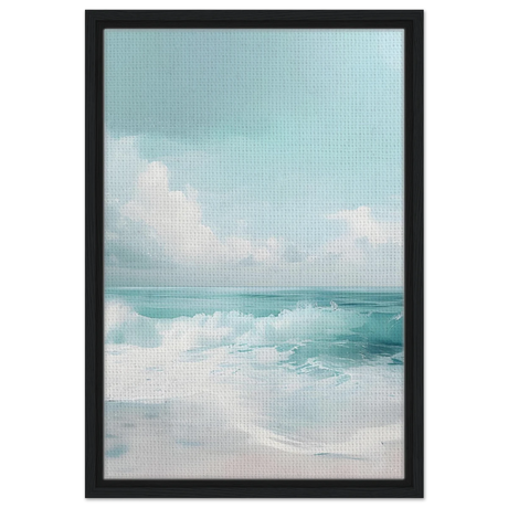 Azure Calm – Tranquil Ocean Horizon | Wall art print - Framed Canvas - 40x60 cm / 16x24″ - Black frame