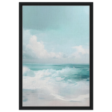 Azure Calm – Tranquil Ocean Horizon | Wall art print - Framed Canvas - 50x75 cm / 20x30″ - Black frame