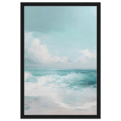 Azure Calm – Tranquil Ocean Horizon | Wall art print - Framed Canvas - 50x75 cm / 20x30″ - Black frame