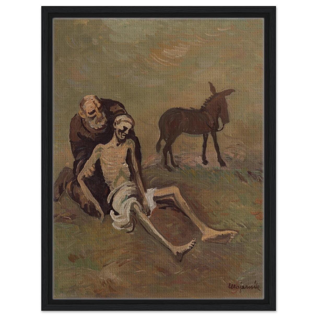 The Good Samaritan by CypriÃ¡n MajernÃ­k â€“ Expressionist Biblical Wall Art PrintWood Prints50x70 cm / 20x28â€³