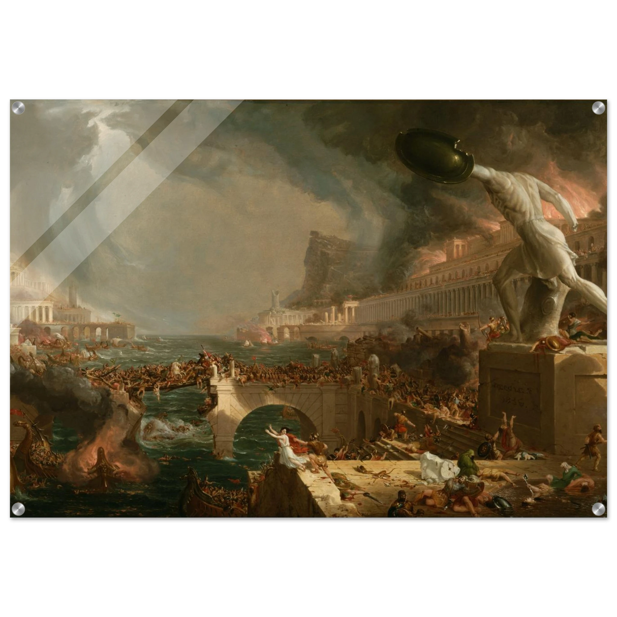 the course of empire destruction by thomas cole classic historical art print60x90 cm / 24x36″Framed Canvas