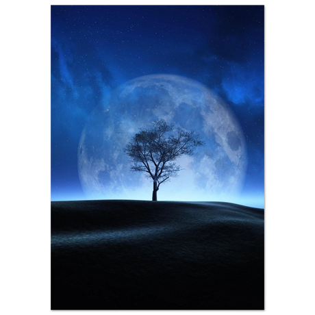 lunar silence a moonlit whisper in the night dreamy digital fantasy landscape wall art print20x30 cm / 8x12″Aluminum Print