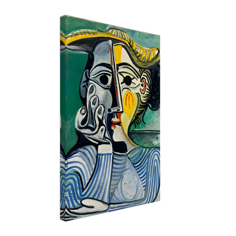 woman with yellow hat jacqueline by pablo picasso
