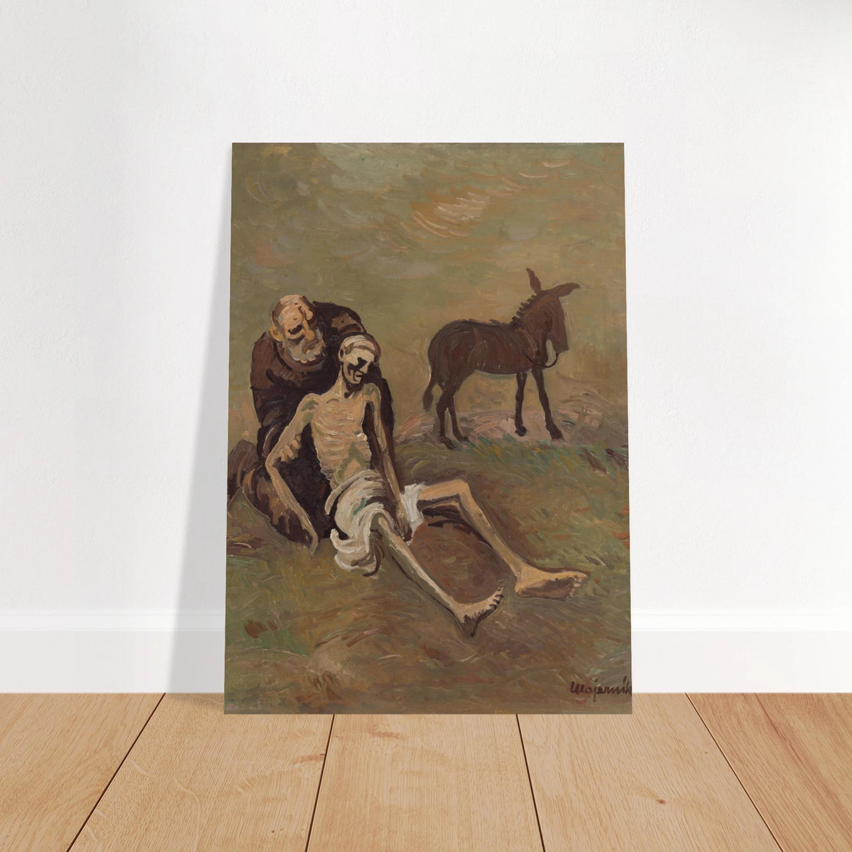 The Good Samaritan by CypriÃ¡n MajernÃ­k â€“ Expressionist Biblical Wall Art PrintFramed Canvas45x60 cm / 18x24â€³