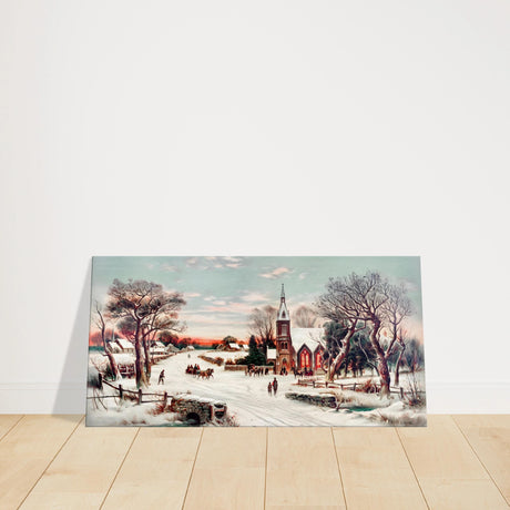 Vintage Christmas Eve Canvas Print by Hoover & Son â€“ Timeless Winter Landscape Art40x80 cm / 16x32â€³