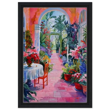 garden of morning light blooming terrace escape wall art print60x90 cm / 24x36″Framed Canvas
