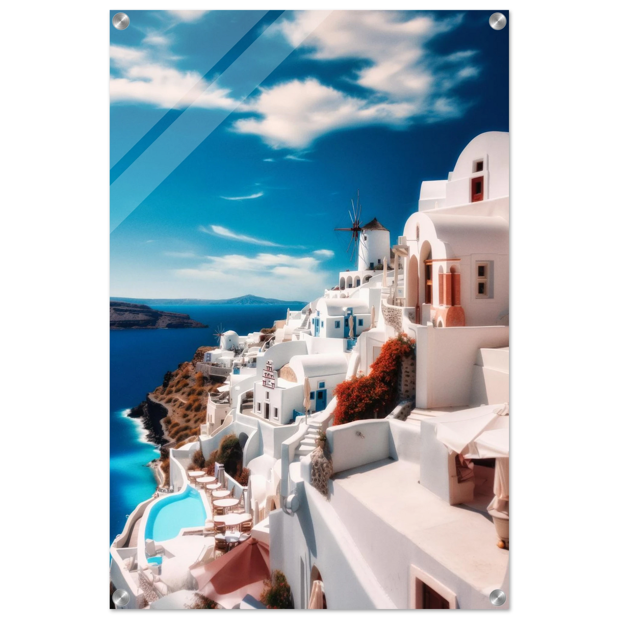 santorini serenity dreamy greek island wall art print30x45 cm / 12x18″Framed Canvas