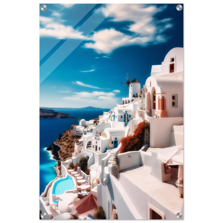 santorini serenity dreamy greek island wall art print30x45 cm / 12x18″Framed Canvas