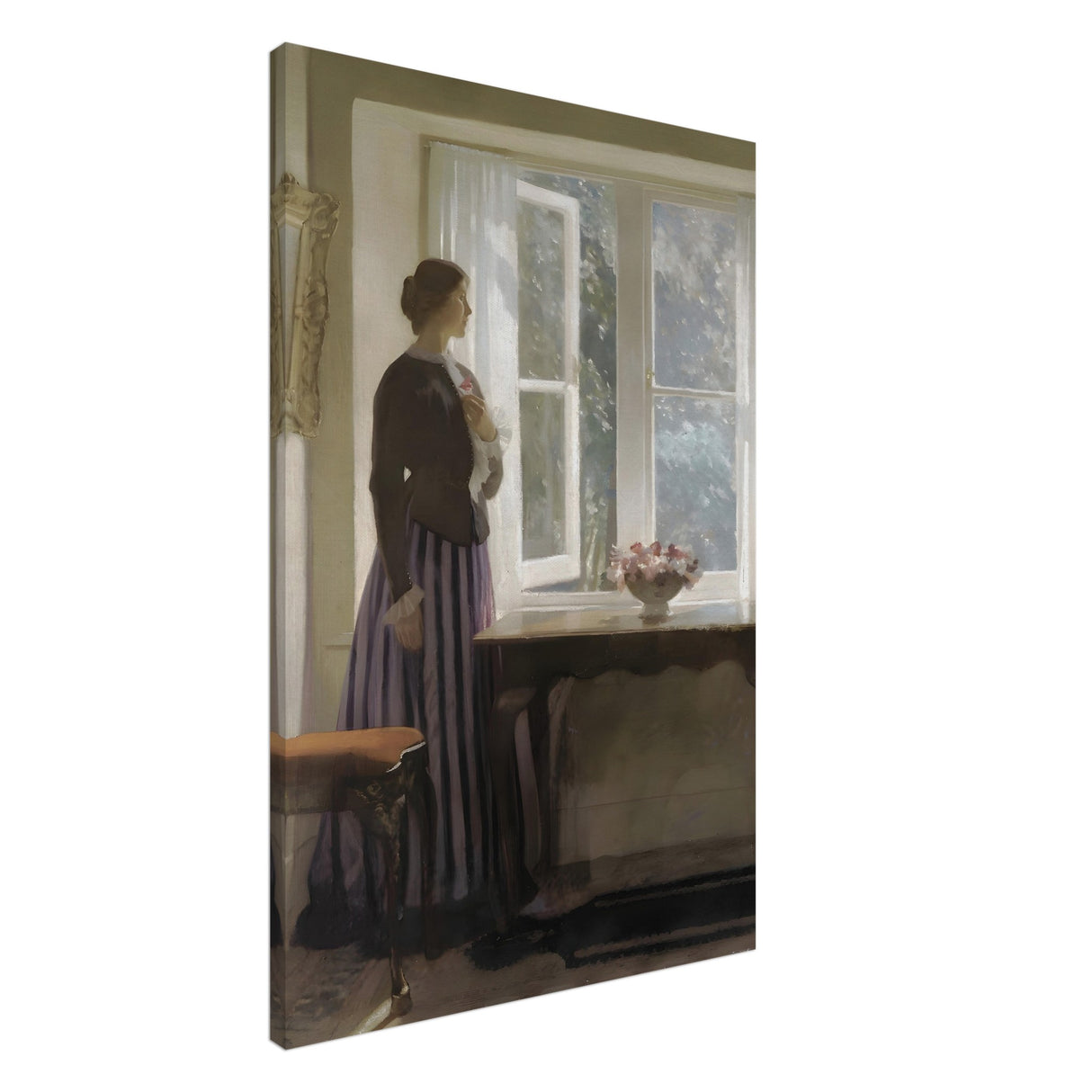 the girl and the picture a flower by harold knight