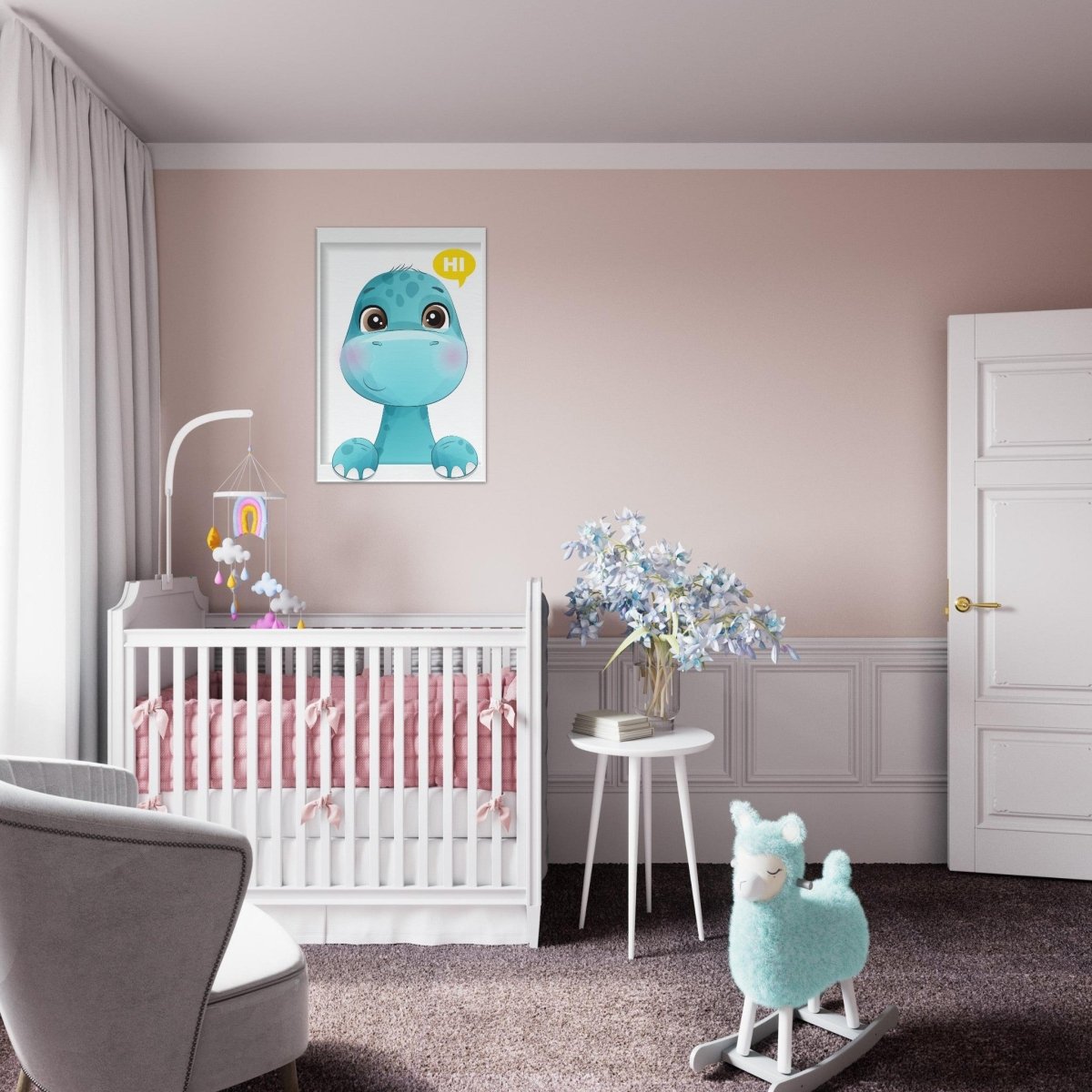 Baby Dinosaur Kids Room Canvas Wall Art – Immersive Nursery Decor with Enhanced Texture - 50x75 cm / 20x30″ - Design Option 2 - 