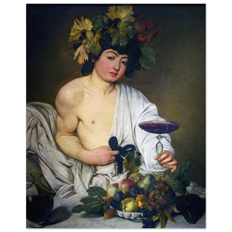 Bacchus (c. 1596) by Michelangelo Merisi da Caravaggio | Wall art Print | Vintage Collection - Fine Art Poster - 40x50 cm / 16x20″ - 