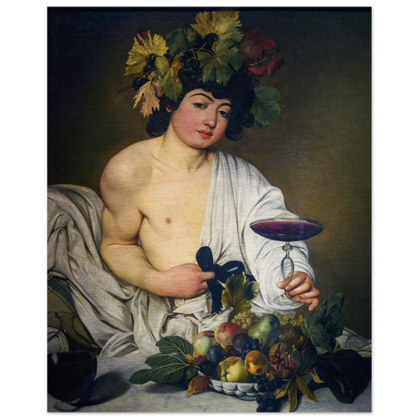 Bacchus (c. 1596) by Michelangelo Merisi da Caravaggio | Wall art Print | Vintage Collection - Wood Prints - 40x50 cm / 16x20″ - 