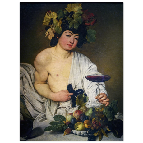 Bacchus (c. 1596) by Michelangelo Merisi da Caravaggio | Wall art Print | Vintage Collection - Wood Prints - 30x40 cm / 12x16″ - 