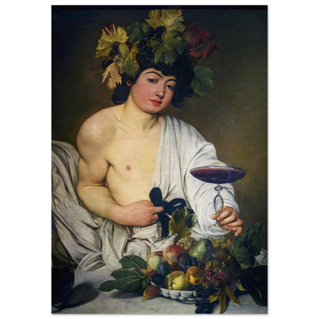 Bacchus (c. 1596) by Michelangelo Merisi da Caravaggio | Wall art Print | Vintage Collection - Wood Prints - 70x100 cm / 28x40″ - 