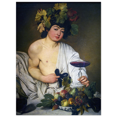 Bacchus (c. 1596) by Michelangelo Merisi da Caravaggio | Wall art Print | Vintage Collection - Fine Art Poster - 60x80 cm / 24x32″ - 