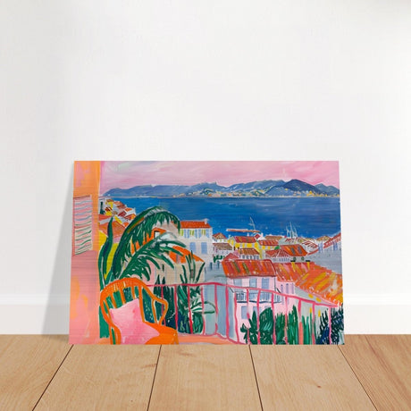 Balcony Dreams: A Coastal Escape | Contemporary Impressionism | wall art print - Brushed Aluminum Print - 40x60 cm / 16x24″ - 
