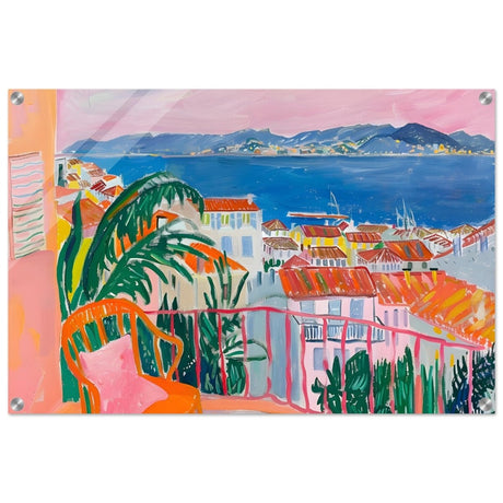 Balcony Dreams: A Coastal Escape | Contemporary Impressionism | wall art print - Acrylic Print - 50x75 cm / 20x30″ - 
