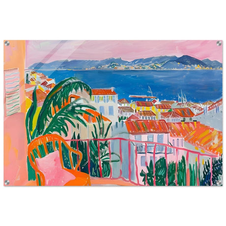 Balcony Dreams: A Coastal Escape | Contemporary Impressionism | wall art print - Acrylic Print - 60x90 cm / 24x36″ - 