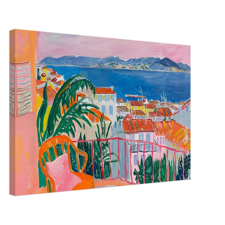 Balcony Dreams: A Coastal Escape | Contemporary Impressionism | wall art print - Canvas - 40x60 cm / 16x24″ - 