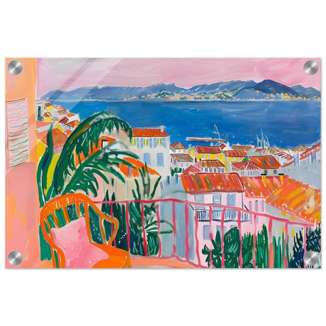 Balcony Dreams: A Coastal Escape | Contemporary Impressionism | wall art print - Acrylic Print - 30x45 cm / 12x18″ - 