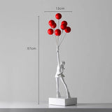 Balloon Girl & Candy Girl Sculptures – Modern Resin Art Décor - White L with Balloons - 