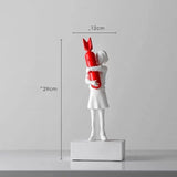 Balloon Girl & Candy Girl Sculptures – Modern Resin Art Décor - White with Red Candy - 