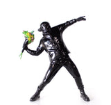 Banksy - Inspired Sculpture – The Flower Thrower Figurine (Large:44cm) - Black - 
