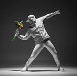 Banksy - Inspired Sculpture – The Flower Thrower Figurine (Large:44cm) - White - 