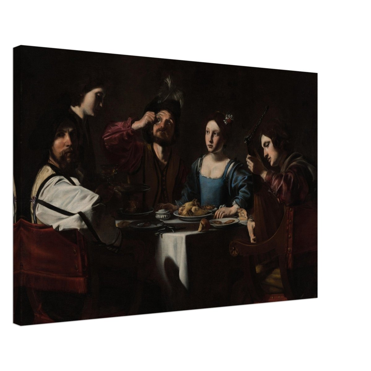 Banquet Scene with a Lute Player by Nicolas Tournier | Vintage Wall art print - Canvas - 50x75 cm / 20x30″ - 