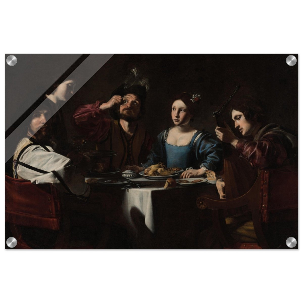 Banquet Scene with a Lute Player by Nicolas Tournier | Vintage Wall art print - Acrylic Print - 40x60 cm / 16x24″ - 