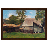 Barnyard Scene – Winslow Homer Rustic Americana Wall Art Print - Framed Canvas - 40x60 cm / 16x24″ - Dark wood frame