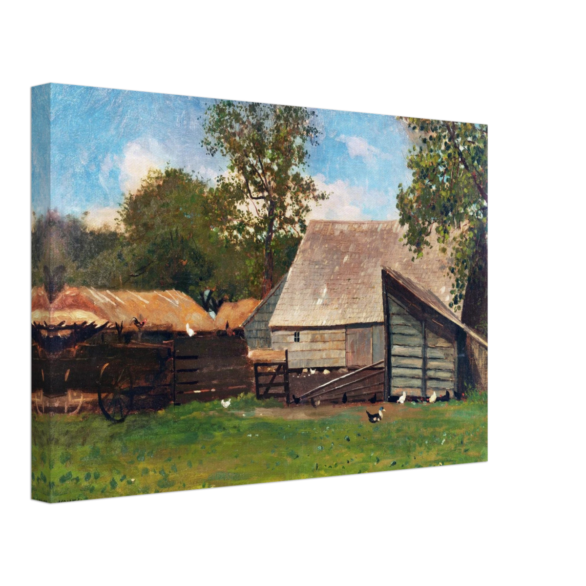Barnyard Scene – Winslow Homer Rustic Americana Wall Art Print - Canvas - 30x45 cm / 12x18″ - 