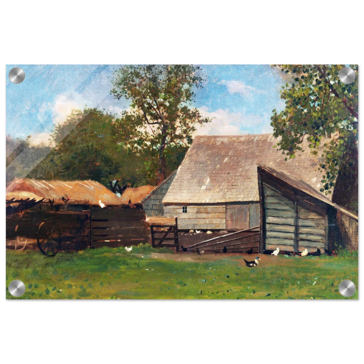 Barnyard Scene – Winslow Homer Rustic Americana Wall Art Print - Acrylic Print - 30x45 cm / 12x18″ - 