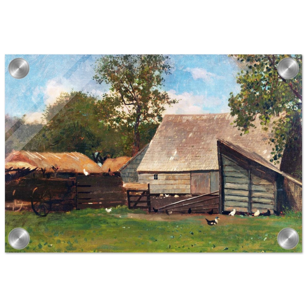 Barnyard Scene – Winslow Homer Rustic Americana Wall Art Print - Acrylic Print - 20x30 cm / 8x12″ - 