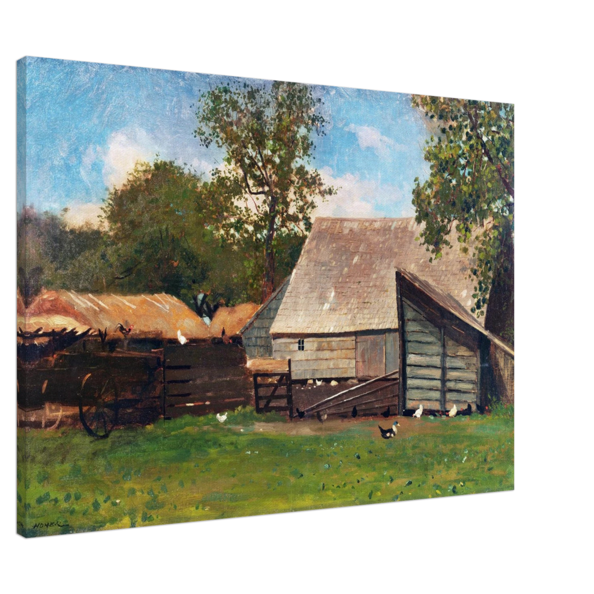 Barnyard Scene – Winslow Homer Rustic Americana Wall Art Print - Canvas - 70x100 cm / 28x40″ - 