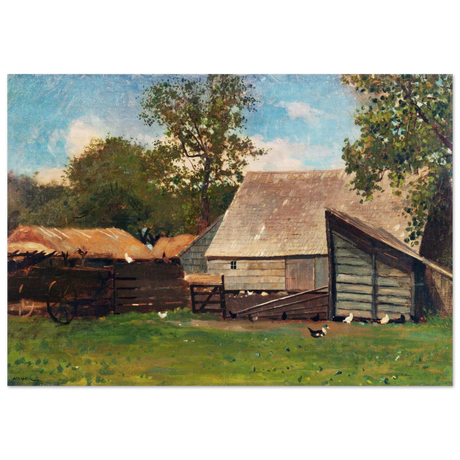 Barnyard Scene – Winslow Homer Rustic Americana Wall Art Print - Wood Prints - 70x100 cm / 28x40″ - 