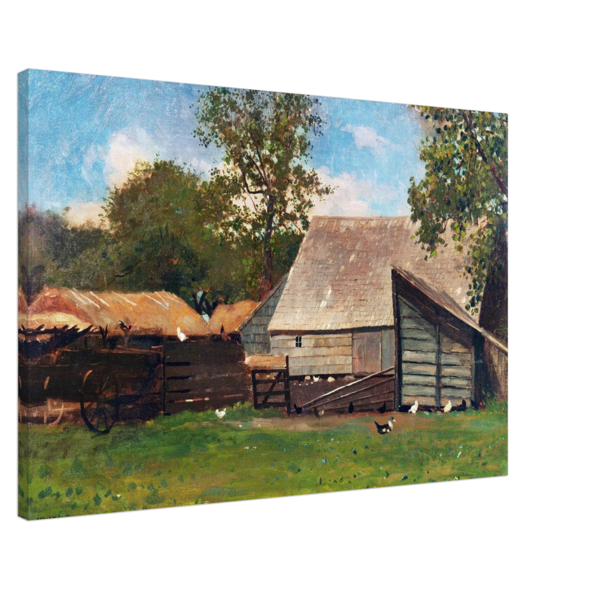 Barnyard Scene – Winslow Homer Rustic Americana Wall Art Print - Canvas - 60x90 cm / 24x36″ - 
