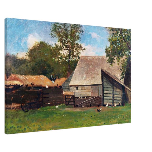 Barnyard Scene – Winslow Homer Rustic Americana Wall Art Print - Canvas - 60x90 cm / 24x36″ - 