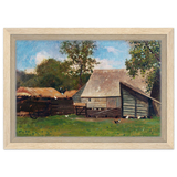 Barnyard Scene – Winslow Homer Rustic Americana Wall Art Print - Framed Canvas - 20x30 cm / 8x12″ - Wood frame