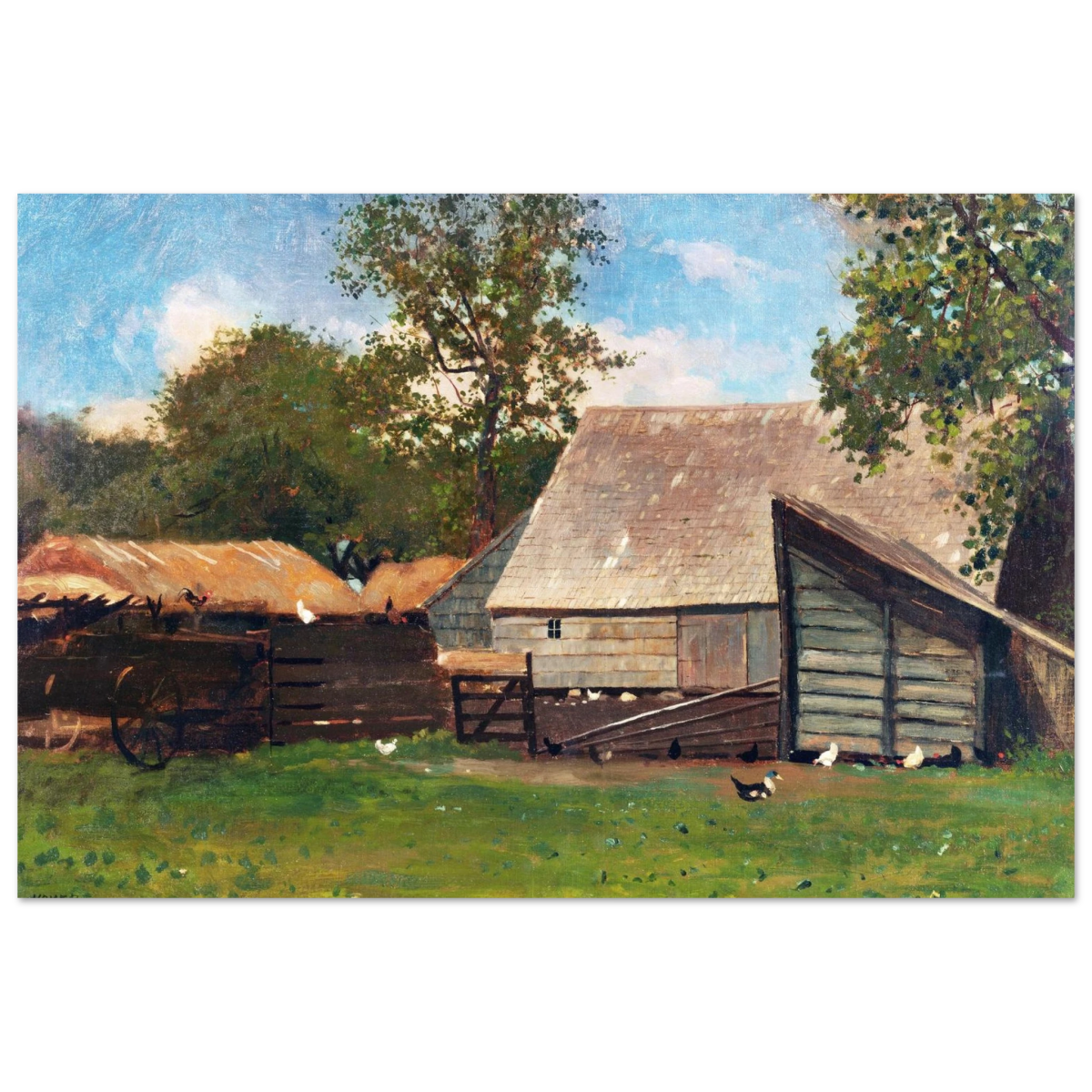 Barnyard Scene – Winslow Homer Rustic Americana Wall Art Print - Fine Art Poster - 60x90 cm / 24x36″ - 