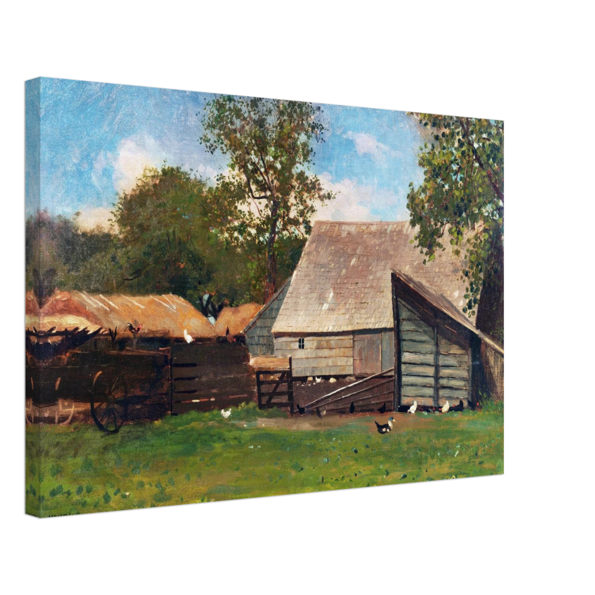 Barnyard Scene – Winslow Homer Rustic Americana Wall Art Print - Canvas - 40x60 cm / 16x24″ - 
