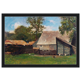 Barnyard Scene – Winslow Homer Rustic Americana Wall Art Print - Framed Canvas - 40x60 cm / 16x24″ - Black frame