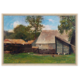 Barnyard Scene – Winslow Homer Rustic Americana Wall Art Print - Framed Canvas - 60x90 cm / 24x36″ - Wood frame